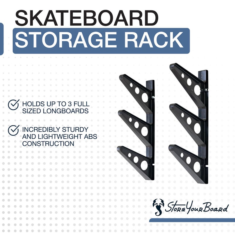 StoreYourBoard Longboard Wall Rack, Triple Longboard Storage - Image 2